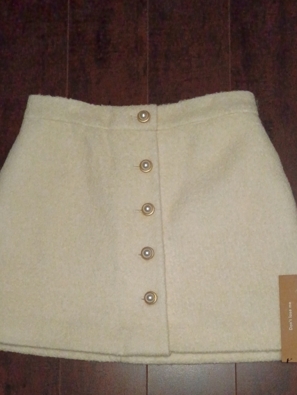 Reformation Cream Button-Front Mini Skirt